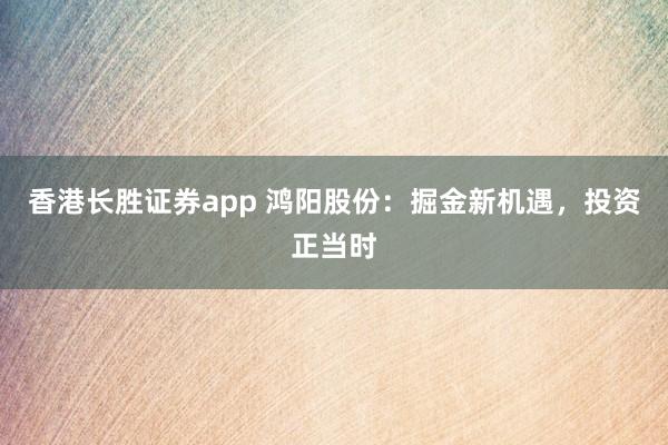 香港长胜证券app 鸿阳股份：掘金新机遇，投资正当时