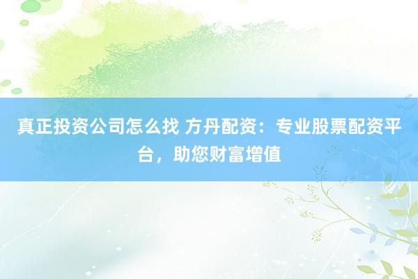真正投资公司怎么找 方丹配资：专业股票配资平台，助您财富增值