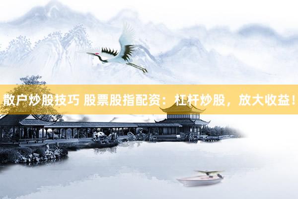 散户炒股技巧 股票股指配资：杠杆炒股，放大收益！