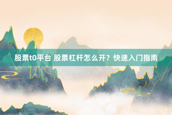 股票t0平台 股票杠杆怎么开？快速入门指南