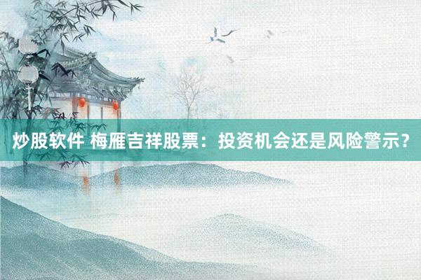 炒股软件 梅雁吉祥股票：投资机会还是风险警示？